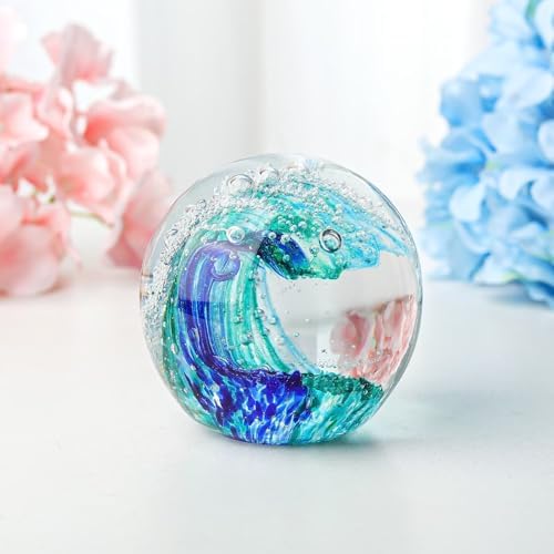 Decorative Crystal Ball Ocean Waves Blown Glass Sea Art