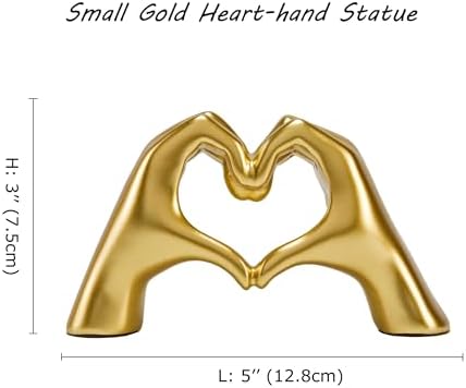 Small Heart Hands Statue in Gold - Cute Love Decor for Home and Office