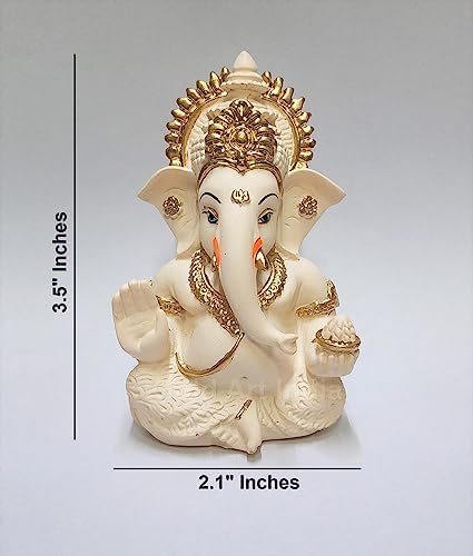 Peach Ivory Ganesha Idol for Home Decor and Car Dashboard