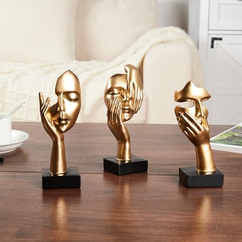 Gold Decor Thinker Statues Set of 3