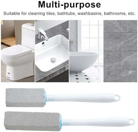 Pumice Stone Toilet Cleaner with Long Handle 1 Handle 4 Replaceable Pumice Heads
