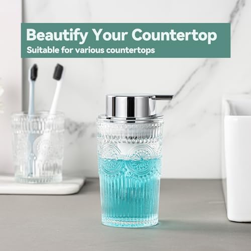 AZMOYAC Glass Foaming Soap Dispenser 10 OZ Clear Pump for Bathroom Kitchen