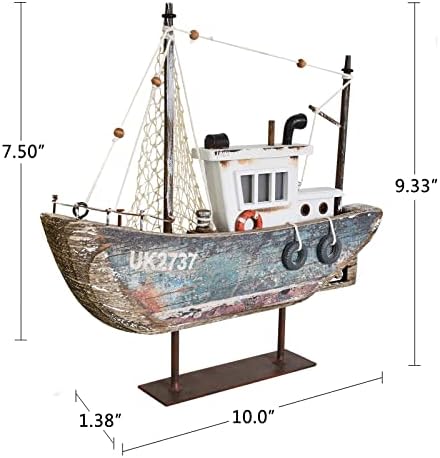 Aecipl Wooden Sailboat Model with LED Light - Nautical Decor Ornament