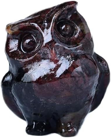 Natural Garnet Crystal Owl Decor Healing Statue