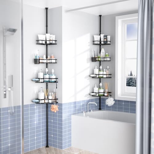 Aitatty Corner Shower Caddy Tension Pole 4 Tier