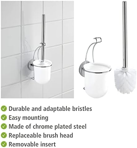 Wenko Vacuum-Loc Wall Toilet Brush Set Silver