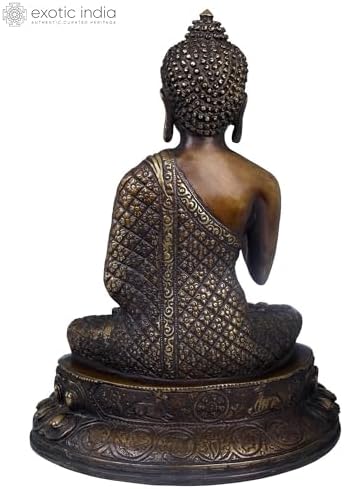 10-Inch Brass Chequered Robe Buddha Statue 1