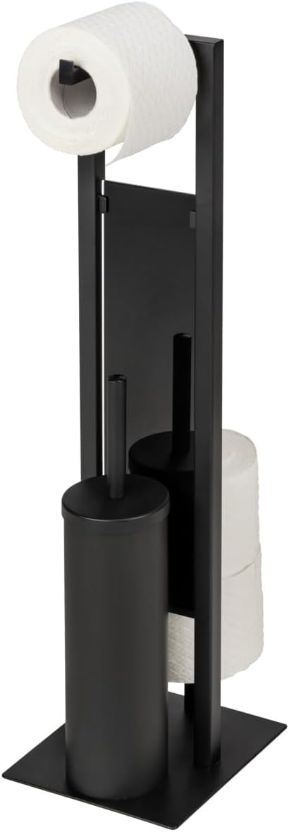 WENKO Rivalta Toilet Set with Brush Roll Holders Matte Black