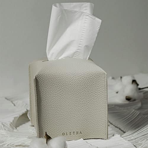 OLETHA Square Tissue Box Cover - Light Taupe 1