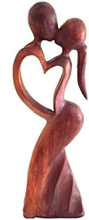 OMA Romantic Kissing Couple Wooden Statue