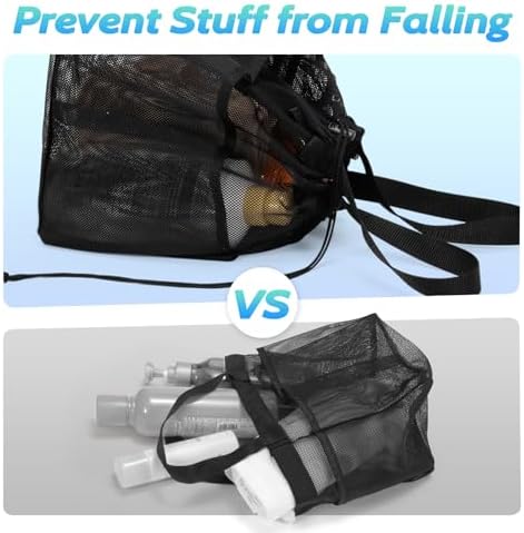 Famichan Mesh Shower Caddy Portable with Drawstring - Black