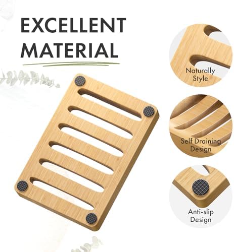 AmazerBath Bamboo Soap Dish 2 Pack