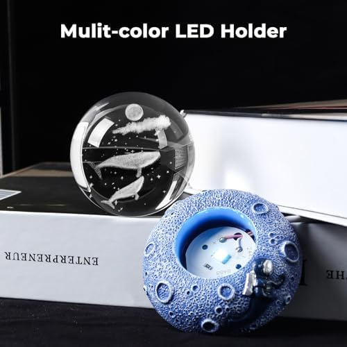 Whales 3D Crystal Ball Figurine - 24inch Ocean Decor Gift for Home