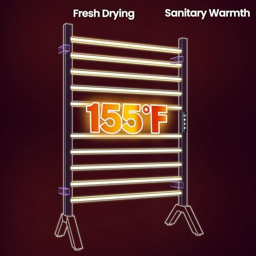 Poloma Wall Mounted Towel Warmer Rack Electric Stainless Steel Matt Black