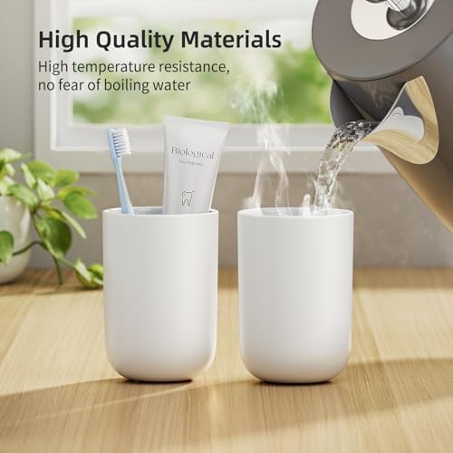 VNYIFAN 13oz Toothbrush Cup 2PCS Non-Slip Bathroom Tumbler