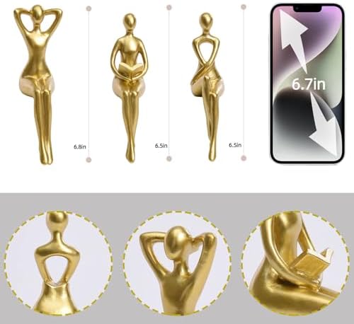 Quoowiit Gold Thinker Statue Set of 3