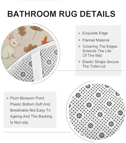 4PCS Fall Cartoon Rabbit Shower Curtain Set with Hooks and Non-Slip Rug