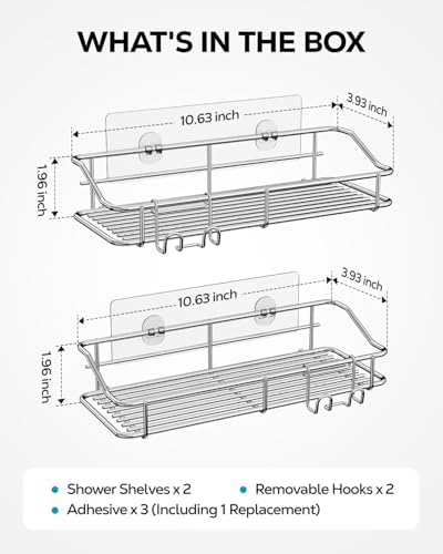 Nieifi Shower Caddy with Hooks - 2 Pack