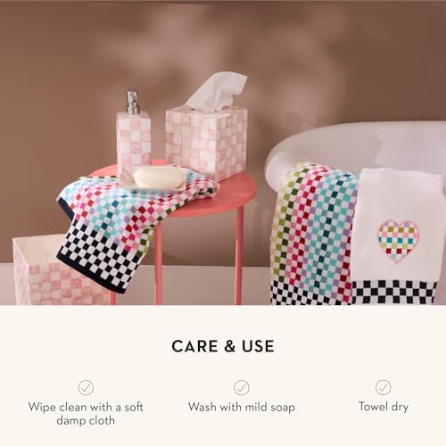 MACKENZIE-CHILDS Capiz Soap Pump with Pink-and-White Rosy Check