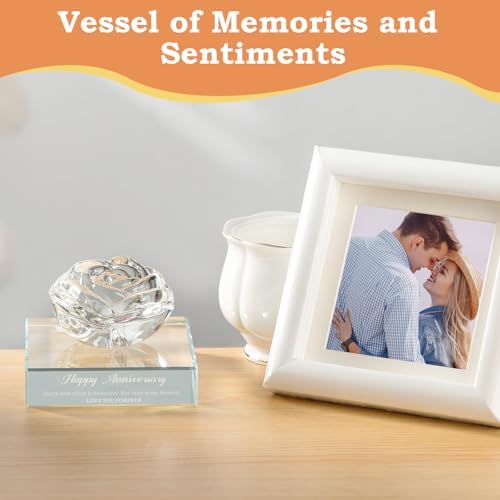 PEEYHONY Crystal Rose Wedding Anniversary Keepsake Ornament