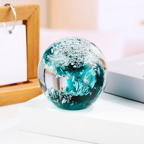 YWHL Hand Blown Crystal Wave Ball Decor