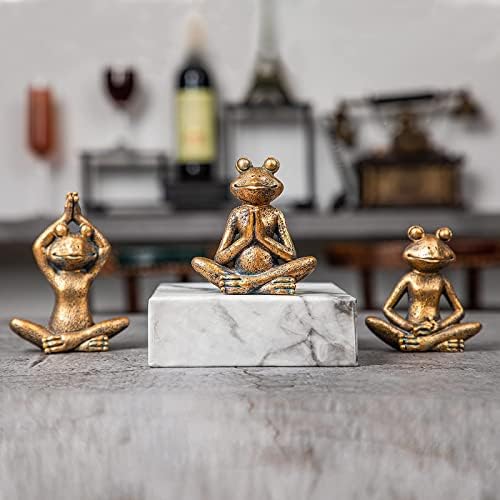 Smadeer Bronze Frog Figurines 3-Piece Yoga Set