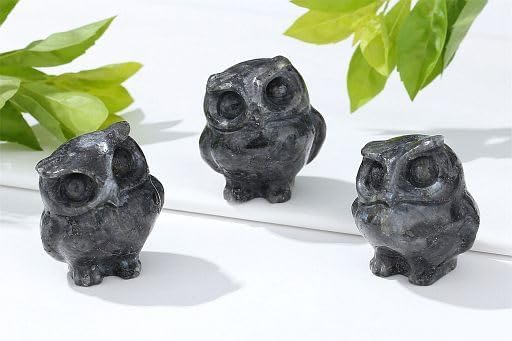 YATOJUZI Owl Decor Labradorite Crystal Sculpture 1