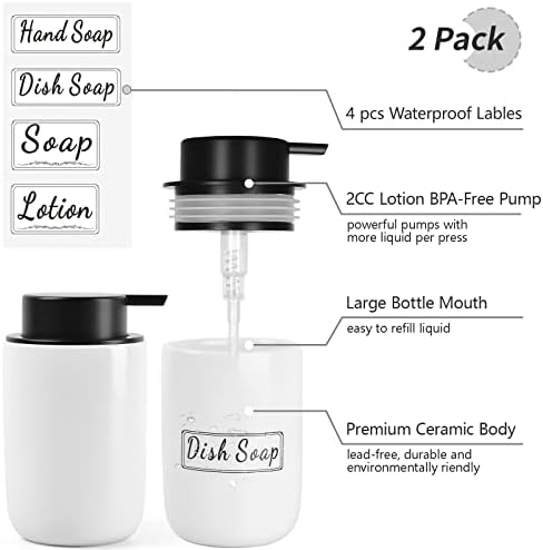 BosilunLife Ceramic Soap Dispenser Set - 2 Pack