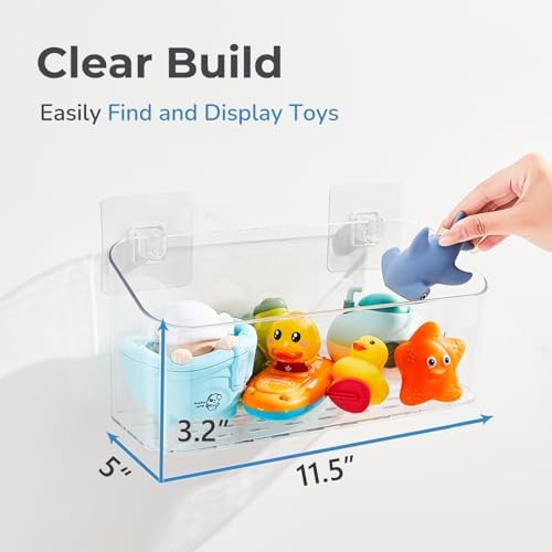 Clear Bath Toy Storage Holder with 2 Large Baskets 1