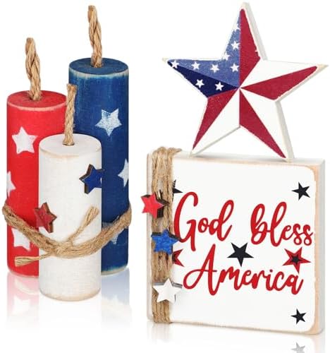 Amyhill 5 Pcs 4th of July Wood Centerpieces