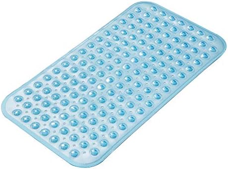 AmazerBath Clear Blue Bath Mat 276 x 15 Inches Non-Slip with Suction Cups
