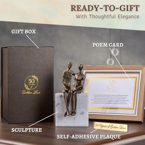 50th Wedding Anniversary Sculpture Set - Iron Marble
