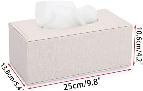 Sumnacon Tissue Box Cover Rectangle Linen Beige