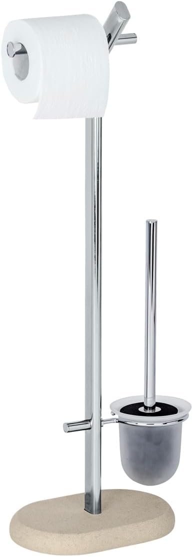 WENKO Free Standing Toilet Brush Holder Steel Beige