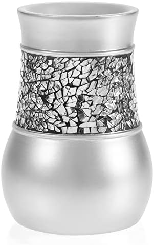 Crackled Glass Bathroom Tumbler - Stylish Water Mouthwash Holder