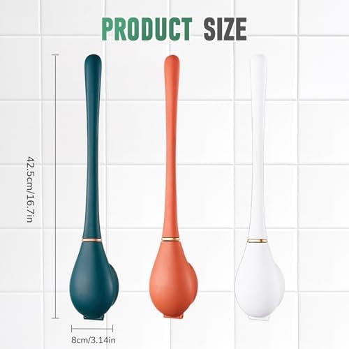 Modern Flexible Silicone Toilet Brush with Holder Green