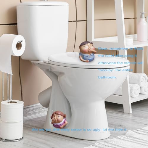 LIKDAY Whimsical Boy Girl Nose Holding Bathroom Statue