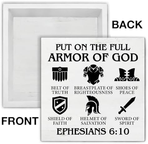 Christian Armor of God Wood Box Sign 5x5 Inches