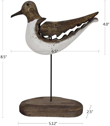 Wood Seagull Figurine Nautical Decor Statue