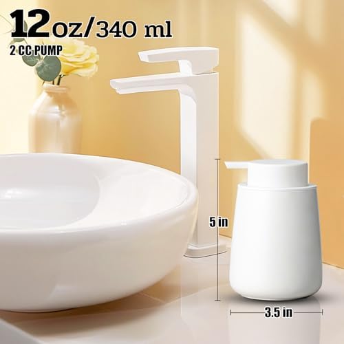 AZMOYAC Matte White Ceramic Foaming Soap Dispenser 12 Oz