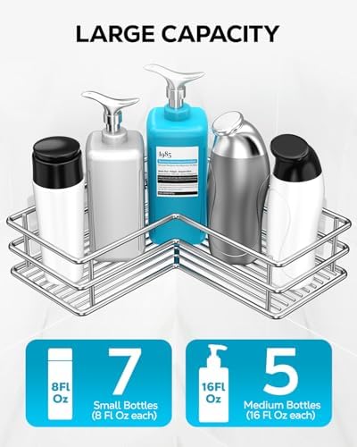 Nieifi Corner Shower Shelves 2 Pack Stainless Steel Caddy with Hooks