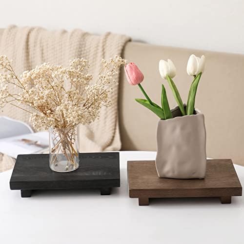 Zoocatia Bathroom Counter Organizer Wooden Pedestal Stand - Black