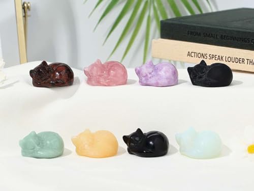 LAIDANLA Black Obsidian Sleeping Cat Statue Decor 1