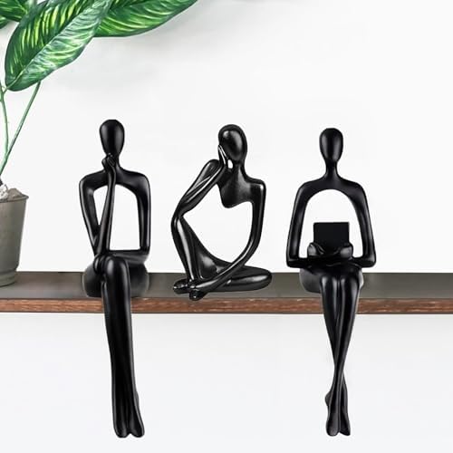 Prettidecor Thinker Statue Set of 3 Modern Abstract Resin Decor