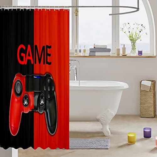 Feelyou Boys Gamer Shower Curtain Red Black 72x72 Inch