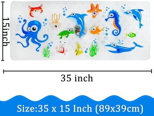Bath Mats for Kids - Large Non-Slip Cartoon Octopus Design