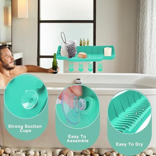 165 Inch Silicone Bathtub Splash Guard with 6 Suction Cups