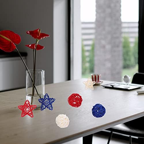 HOMSFOU 30PCS Rattan Decorative Balls for Independence Day
