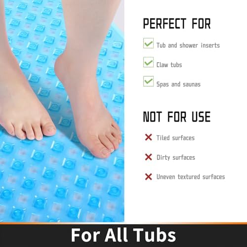 Yimobra Bathtub Mat Non Slip Clear Blue