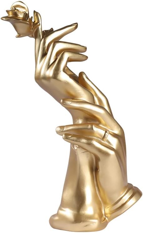 Gold Hand Statue with Roses - Love Decor Statue for Home and Office